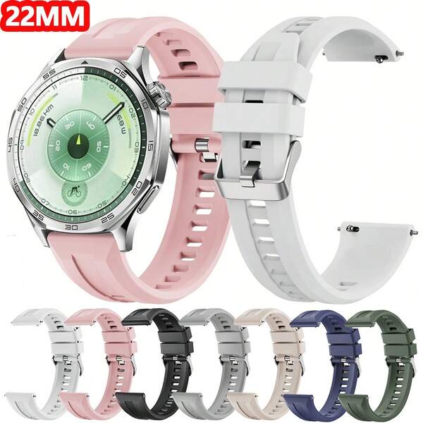 Dây đeo đồng hồ silicon mềm 22mm tương thích với Watch GT6 GT5 GT4, chất lượng cao, bền bỉ, thoải mái, có thể điều chỉnh, dành cho nam và nữ.