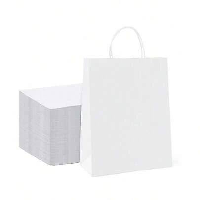 6/8/14 22*16*8cm Pure White, Minimalist & Versatile, Suitable For Various Occasions. Paper Rope Handle Design, Comfortable Grip; Flat With No Printing. Wedding Favors, Holiday Gifts