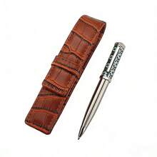 Bolígrafo de lujo con diseño geométrico | Elegante bolígrafo de metal de diseño redondo azul-verde | Bolígrafo de escritura premium para oficina y negocios - 159 Bolígrafo azul tallado y estuche - Ver 13