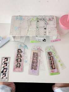 Transparent Glitter PVC Life Quadrant Card Holder, Commemorative Ticket Holder, 4-Photo Display, Bag Charm - Multicolor - View 5