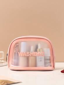 1个磨砂洗漱包，大容量旅行收纳包，PVC粉色手提包，男女通用 - 彩色 - 查看 7