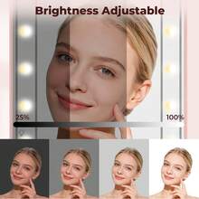 Dreifarbiger einstellbarer Beleuchtungs-Make-up-Spiegel, wiederaufladbarer 30x Vergrößerungsspiegel, mit drei Beleuchtungsmodi und einstellbarer Helligkeit, tragbarer Reise-Make-up-Spiegel, ein Muss für die Reise, perfekt als Geschenk für die Tasche oder Handtasche - Weiss - Übersicht 4