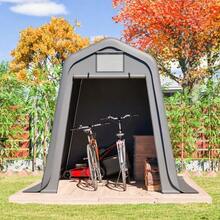 Storage Shed 245x183x217cm Grey – Versatile Use As A Garden Shed, Bicycle Shelter Or Carport, Waterproof PE Material With Roll-Up Shutters, UV And Wind Resistant, Easy Assembly - Grey - View 4