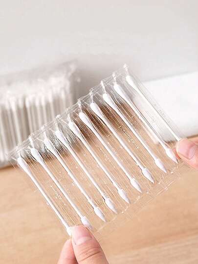 60-Count Individually Packaged Travel Portable Single Makeup Stick, Portable Double-Ended Stick With Pointed And Round Tips, For Cleaning And Makeup Removal, Unisex Paper Stick