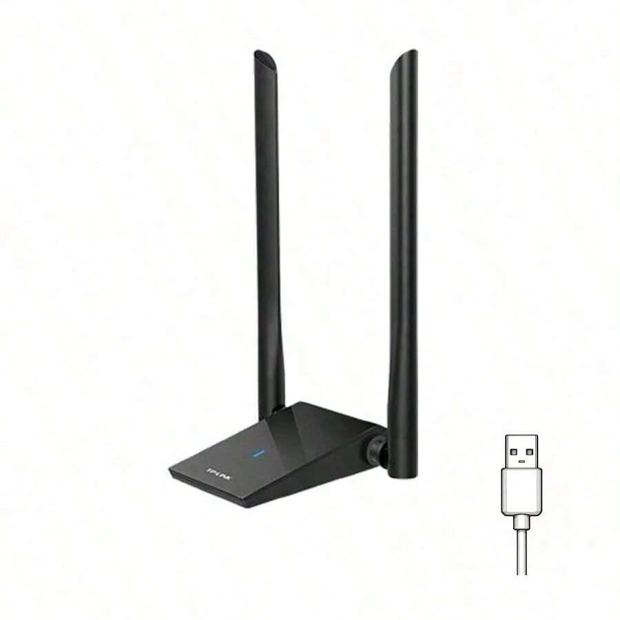 tp-link Gigabit Dual-Band USB3.0 Wireless Network Card, Desktop/Laptop WiFi Adapter Receiver, High Gain, Transmitter, TL-WN826N [Single Band 300M Plug And Play Version] - Black - View 1