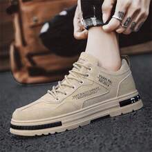 Giày thể thao nam màu kaki da lộn kiểu retro - Giày công sở đế dày chống trượt - Màu Khaki - Xem 4