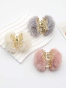 3件套女士樱桃毛绒发夹 | 可爱条纹和纯色亚克力发夹 | 柔软仿貂毛发夹 | 休闲甜美发饰 | Y2K风格 - 彩色 - 查看 13