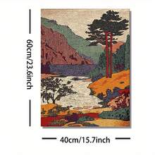 1幅复古风景艺术印刷品，复古山水风光墙画，温暖的大地色调海报，经典自然家居装饰，适用于卧室、客厅、浴室、走廊，无框 - A - 查看 8