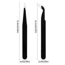 2支装黑色不锈钢眉毛睫毛镊子，美甲美睫工具 - 彩色 - 查看 5