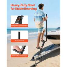 Boat Trailer Steps, 3-Step, Heavy-Duty Boat Trailer Steps With Handle, Non-Slip Surface, 3 Mounting Angle Options, Carbon Steel Ladder Suitable 3x 3/3x 5/4x 4 Frame, Bottom Mounting - Default - View 3