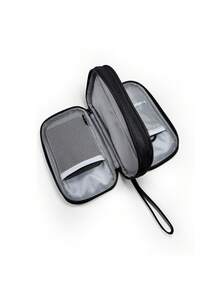 1 túi đựng đồ vệ sinh cá nhân hai lớp màu đen có khóa kéo, túi xách tay di động unisex - màu đen - Xem 5