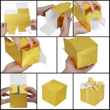 10pcs Square Gold & Silver Party Candy Boxes, Gift Boxes - Box - View 5