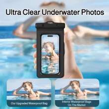 防水手機袋 7.5 吋 IPX8 防水通用手機收納袋，相容 iPhone 17/16/15/14 Pro Max、Galaxy S25+/S24+/S26+，氣墊防水手機殼，游泳潛水防水手機袋，海灘防水手機乾袋，適用於智慧型手機，適合游泳、海灘旅行、水下浮潛、衝浪、划船、滑雪、釣魚、獨木舟、激流泛舟，顏色/款式隨機 - 多色 - 查看 6