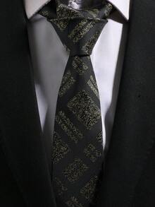 1条黑色几何提花领带 - 黑色 - 查看 1
