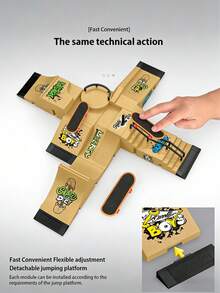 6-In-1 Finger Skateboard Set, Including Half Pipe, Finger Skateboard, Finger Skateboard Training Props, Interactive Free-Style Skateboard Game, Random Color Skateboard Pattern And Wheel Accessories - Multicolor - View 7