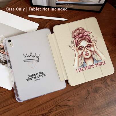 1个复古酷女孩及语录印花可折叠支架，多角度观看，适用于工作和娱乐；带笔槽的保护套，兼容iPad Pro 2024/Air M3/A16 2025，是工作、旅行和居家休闲的理想之选。