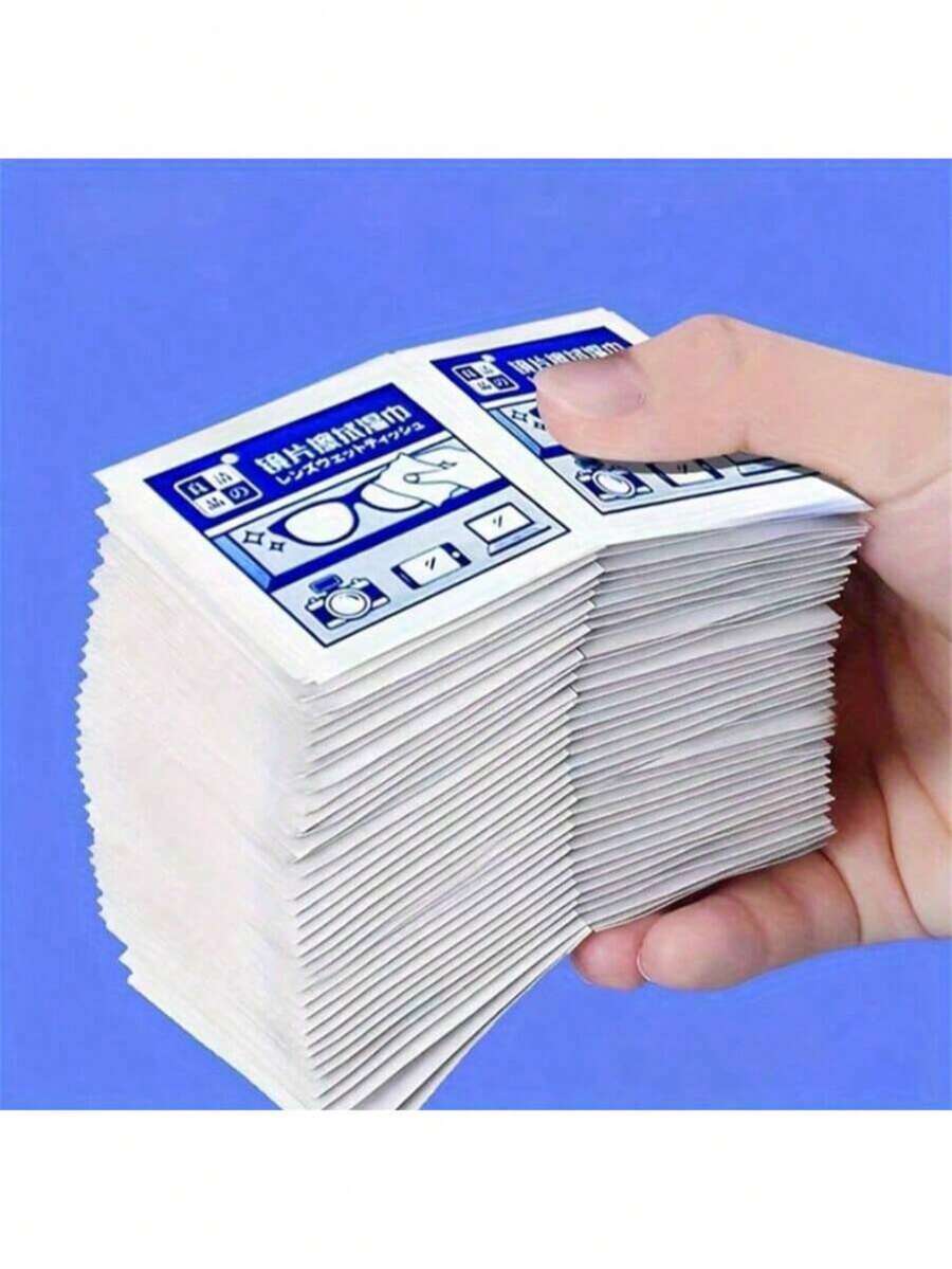 100 khăn ướt dùng một lần để vệ sinh kính mắt, thích hợp để lau kính, điện thoại thông minh, tròng kính, kính cận, kính đọc sách, màn hình điện thoại, ống kính máy ảnh và màn hình ô tô. - Xem 1