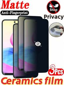 Bộ 3 miếng dán màn hình gốm mờ chống nhìn trộm, chống chói và chống bám vân tay, chống nổ, chống trầy xước, chống gián điệp, tương thích với Samsung Galaxy S26 S25 S24 Ultra A57 A56 A37 A36 A17 A26 / Tương thích với 15T 14T Note 13 14 12 14C 13C 4g 5g, dùng trong văn phòng/trên tàu điện ngầm, bảo vệ riêng tư, chất liệu mềm [Không phải kính cường lực] - Mờ - Xem 2