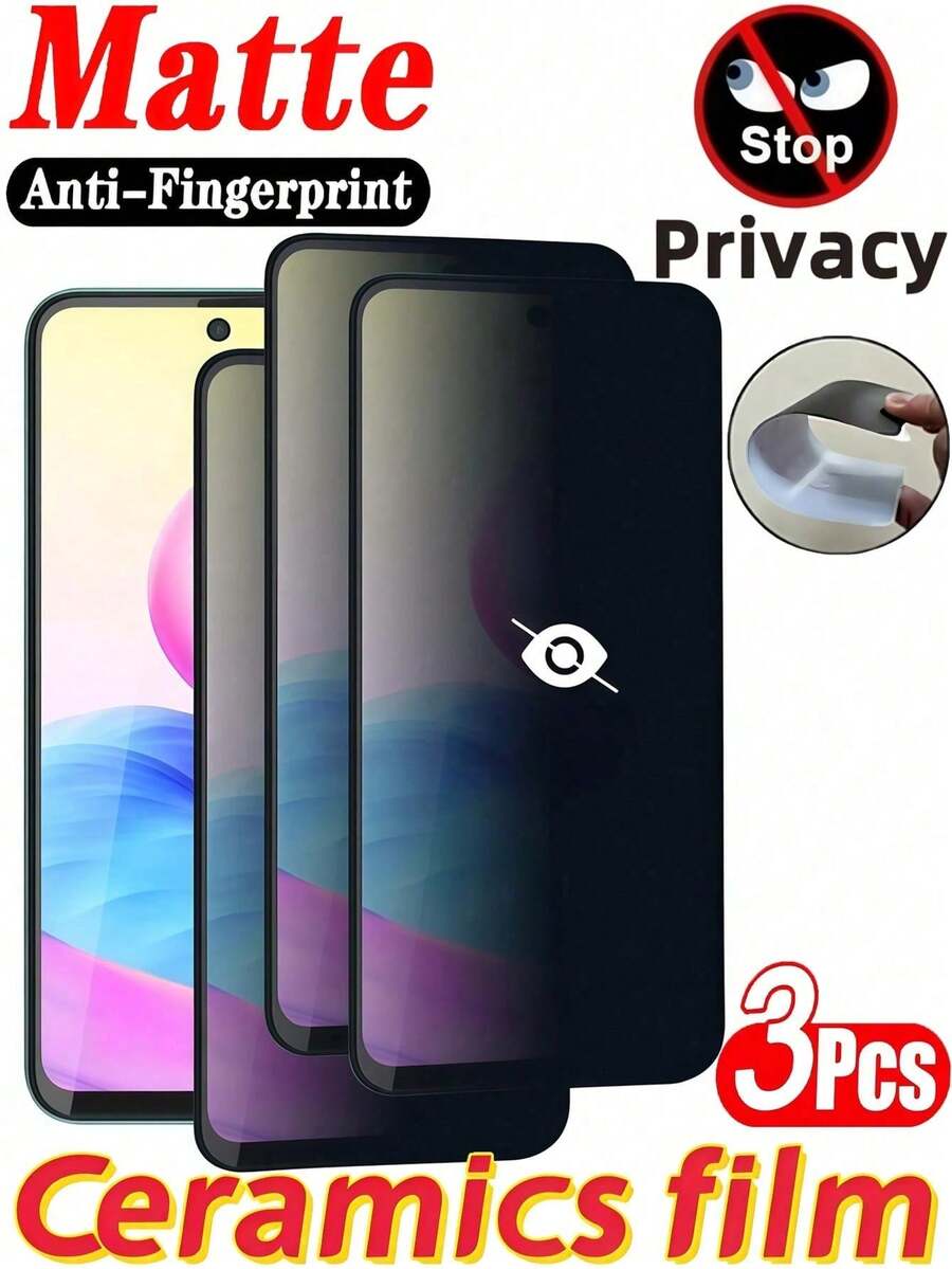 Bộ 3 miếng dán màn hình gốm mờ chống nhìn trộm, chống chói và chống bám vân tay, chống nổ, chống trầy xước, chống gián điệp, tương thích với Samsung Galaxy S26 S25 S24 Ultra A57 A56 A37 A36 A17 A26 / Tương thích với 15T 14T Note 13 14 12 14C 13C 4g 5g, dùng trong văn phòng/trên tàu điện ngầm, bảo vệ riêng tư, chất liệu mềm [Không phải kính cường lực]