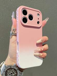 Gradient Candy Color Plaid Frame Phone Case Compatible With IPhone 17 Pro Max 17Pro 17 16 15 14 Plus 13 Pro Max Ombre Skin Feel Soft Matte Back Cover - Pink - View 2