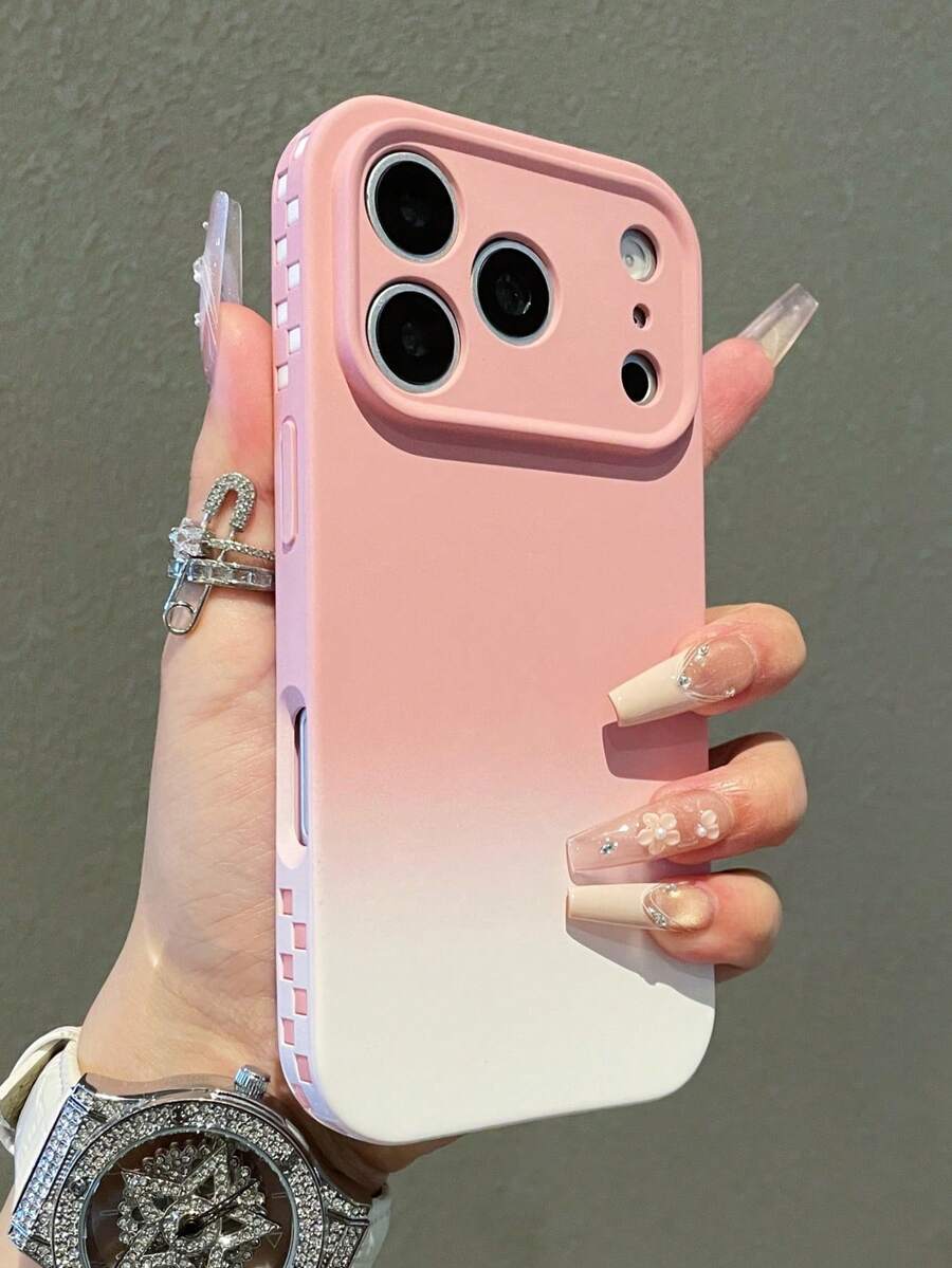 Gradient Candy Color Plaid Frame Phone Case Compatible With IPhone 17 Pro Max 17Pro 17 16 15 14 Plus 13 Pro Max Ombre Skin Feel Soft Matte Back Cover
