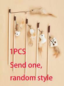 1 chiếc que gỗ đồ chơi tương tác cho mèo, hình chuột và chuông, đồ chơi tự giải trí cho mèo (kiểu ngẫu nhiên). - Nhiều màu - Xem 10