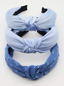 Set da 3 fasce per capelli in tessuto blu tinta unita per donna, accessori per capelli coordinati e dolci, adatti per tutte le stagioni, accessori per capelli, strumenti di bellezza, accessori per arricciare e altro ancora - Blu - Visualizzare 1