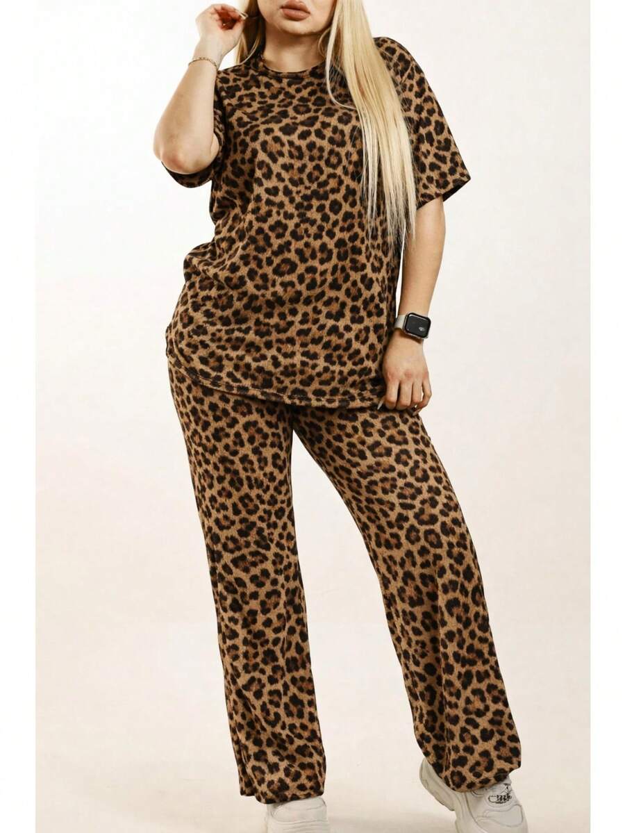 Conjunto de 2 Piezas Oversize Unicolor para Dama Mujer Amplio y Holgado de Blusa de Cuello Redondo Unicolor con Manga Corta y Hombros Caídos Cómoda y Pantalón Oversize Holgado Unicolor Sin Bolsillos Moda Otoño Primavera y Verano Estilo Casual y Versatil para Todo Tipo de Ocasion