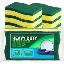 Sponges Kitchen, 50 Pack Heavy Duty Dish Sponge, Cleaning Dish Scrubber Sponge For Home And Kitchen, Stink-Free Cleaning Supplies For Pots, Pans Kitchen Essentials Household Items - S形 - 查看 8