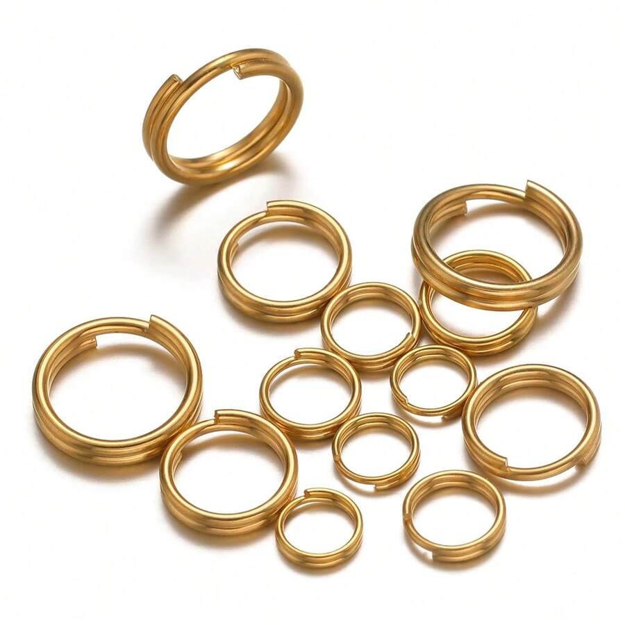 1 paquete de anillas abiertas de moda doradas para hacer llaveros y accesorios de joyería - Dorado - Ver 1