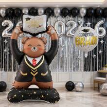 2pcs 150cm Base Large Graduation Bear Holding Book Balloon Set, Suitable For Graduation Party Decoration, Cartoon Balloons (Spherical Balloons Are Double-Sided) - View 4