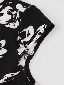 Đầm mùa hè thanh lịch, dáng rộng, có mũ, cổ tròn, eo chun, dài đến đầu gối, thích hợp cho kỳ nghỉ, đi biển, phong cách retro, họa tiết hoa, du lịch. - Nhiều màu - Xem 5