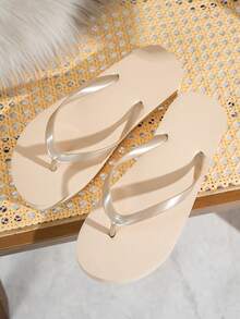 Girl's Fashion Flat Flip Flops, Pool & Resort Casual Slippers, Comfortable Soft Bottom Shower & Home Sandals - Khaki - View 5