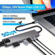 Multifunctional USB-C Docking Station, With 8 Ports, Supports 4K HDTV Output, RJ45 Ethernet Port, SD/TF Card Reader And Fast Charging, Compatible With MacBook And Laptops - With 100M Network Port and 4K Video Interface - View 7