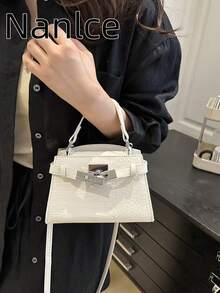 2026 New Luxury Women's Woven Texture Handbag, Fashion Versatile Shoulder Bag With Large Capacity - White - View 7