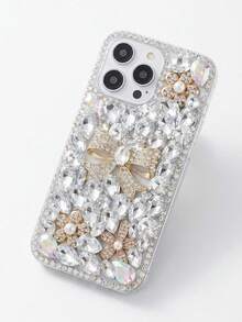 1 Ốp lưng điện thoại sang trọng đính đá 3D mạ điện hình nơ và hoa ngọc trai, thiết kế bao phủ toàn bộ, tương thích với iPhone 17/16/15/13 Pro Max & Galaxy S26/A56 & Redmi 15 – Món quà Ngày của Mẹ thanh lịch dành cho mẹ, quà sinh nhật và kỷ niệm hoàn hảo! - trắng - Xem 7