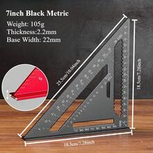 Regla triangularétrica de aleación de aluminio de alta precisión para carpintería de ''/12'' con transportador de ángulo recto y indicador de marcado portátil RB0O - 7 pulgadas azul métrica - Ver 6