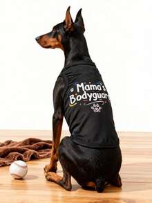 LUCKIE LABO 1pc "Mama's Bodyguard" Letter Graphic Print Pet Vest, Physical Flea Repellent, Reduce Shedding, Insulation & Breathable, Suitable For Small & Large Dogs, Indoor & Outdoor - Black - View 4