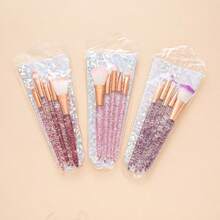 5件套散粉遮瑕刷套装，葱粉色化妆刷套装，水晶手柄美妆工具，柔软毛腮红刷，眼影刷 - 水晶化妝刷套裝 - 查看 8