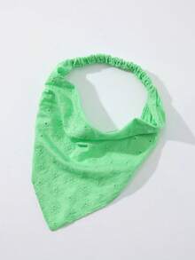 1件女士原创花卉刺绣荷叶边头巾，适合日常佩戴和夏季度假发饰沙滩发带度假头巾女士头巾 - 綠色 - 查看 5