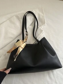 新款极简单肩包，时尚个性大容量奢华优雅多功能通勤手提包，女士款 - 黑色 - 查看 8