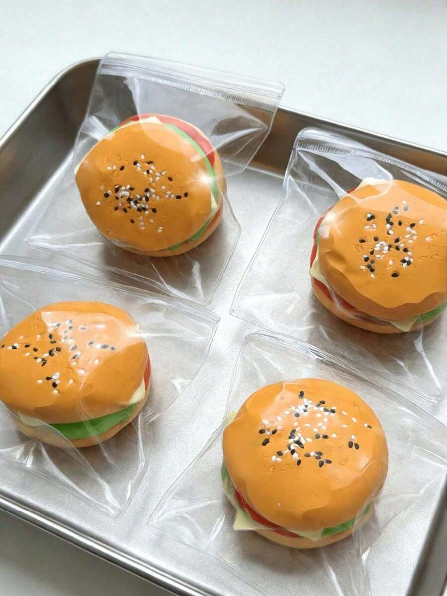 1个柔软可捏的汉堡食物道具，仿真食物模型，柔软逼真的食物，挤压玩具，适合家庭厨房派对装饰、摄影道具、礼物、生日和毕业典礼（适合14岁及以上人群，防止误食） - 彩色 - 查看 1