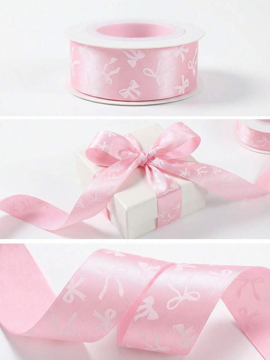 1 cuộn ruy băng satin polyester mật độ cao màu hồng, dài 5 thước Anh, chất liệu mềm mượt, thích hợp để gói bó hoa Ngày của Mẹ, trang trí vòng hoa cưới, dây trang trí tiệc, gói bánh, trang trí tiệc sinh nhật, phụ kiện tóc tự làm và vật liệu may vá.