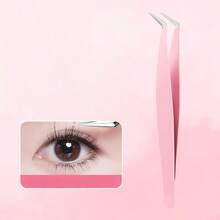 45 Degree Angled Eyelash Curler, Professional Eyelash Extension Tool, Stainless Steel Slanted Tweezers For Eyebrow Shaping And Facial Hair Removal, Essential Makeup Beauty Tool - Eyelash Curler and False Eyelash Assistant - View 2