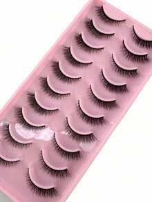 3D Faux Mink Lashes, Soft & Fluffy, Natural-Looking Handmade Dramatic False Eyelashes, Thick & Voluminous Makeup Lashes - Black - View 2