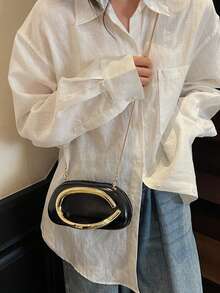 Bolso de hombro cruzado personalizado con acento de metal para mujer, 2025 Nuevo - Negro - Ver 8