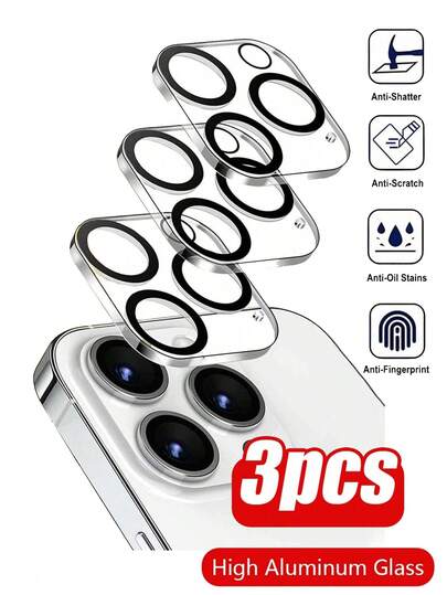 3片装相机镜头保护膜，适用于 17e/16e/17Pro/17Promax/17/16/16Pro/16Promax/15/14/13/12/11/11MIMI/12MIMI/14Pual/15Pual，钢化玻璃膜，无气泡，高清，防刮，易于安装