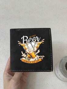 Y2K风格啤酒图案钱包，PU皮革对折钱包，趣味流行 - 彩色 - 查看 9