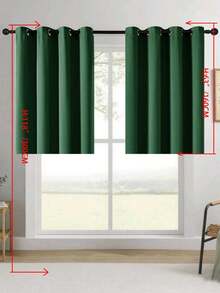 1pc/2pcs Solid Color Polyester Curtains, Energy Blackout Light Blocking Thermal Insulated Curtains For Kitchen, Dining Room, Living Room, Bedroom, Study Room In Black, Deep Grey - Dark Green - View 35