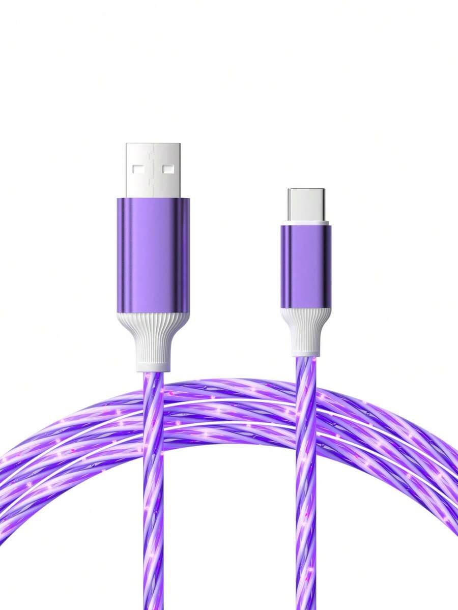 Cable de datos de carga rápida con luz fluida de 1 m/3,28 pies, cable de carga duradero de TPE adecuado para regalos del Día de la Madre/Día del Padre/Pascua, compatible con S24/S23 Ultra/S23/S22/S21 Series - Multicolor - Ver 1